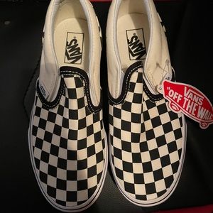 Checkered slip on vans